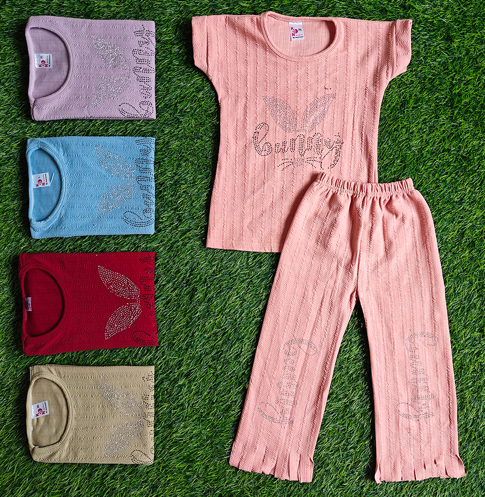 Blue Lycra Kids Printed Nightwear Set
