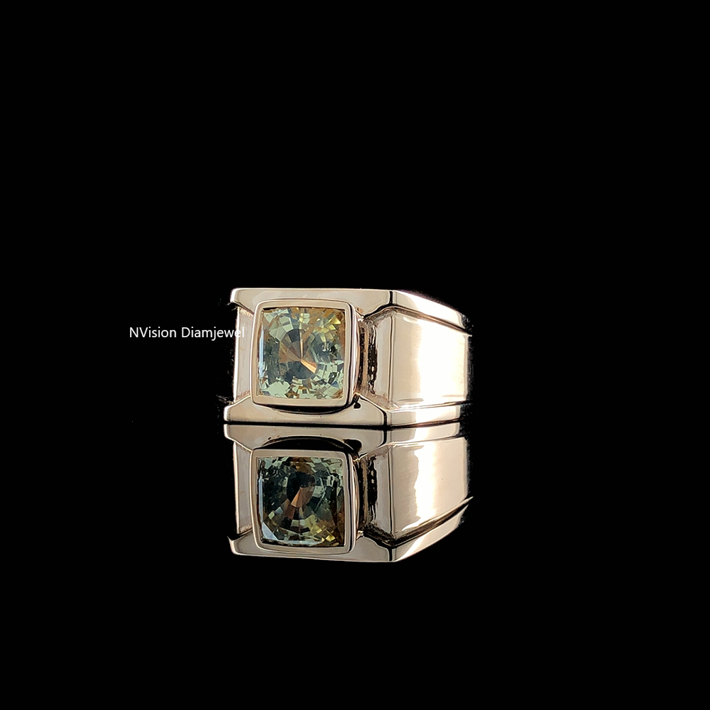 Vintage Luxe Cushion Yellow Gemstone Men's Ring 
