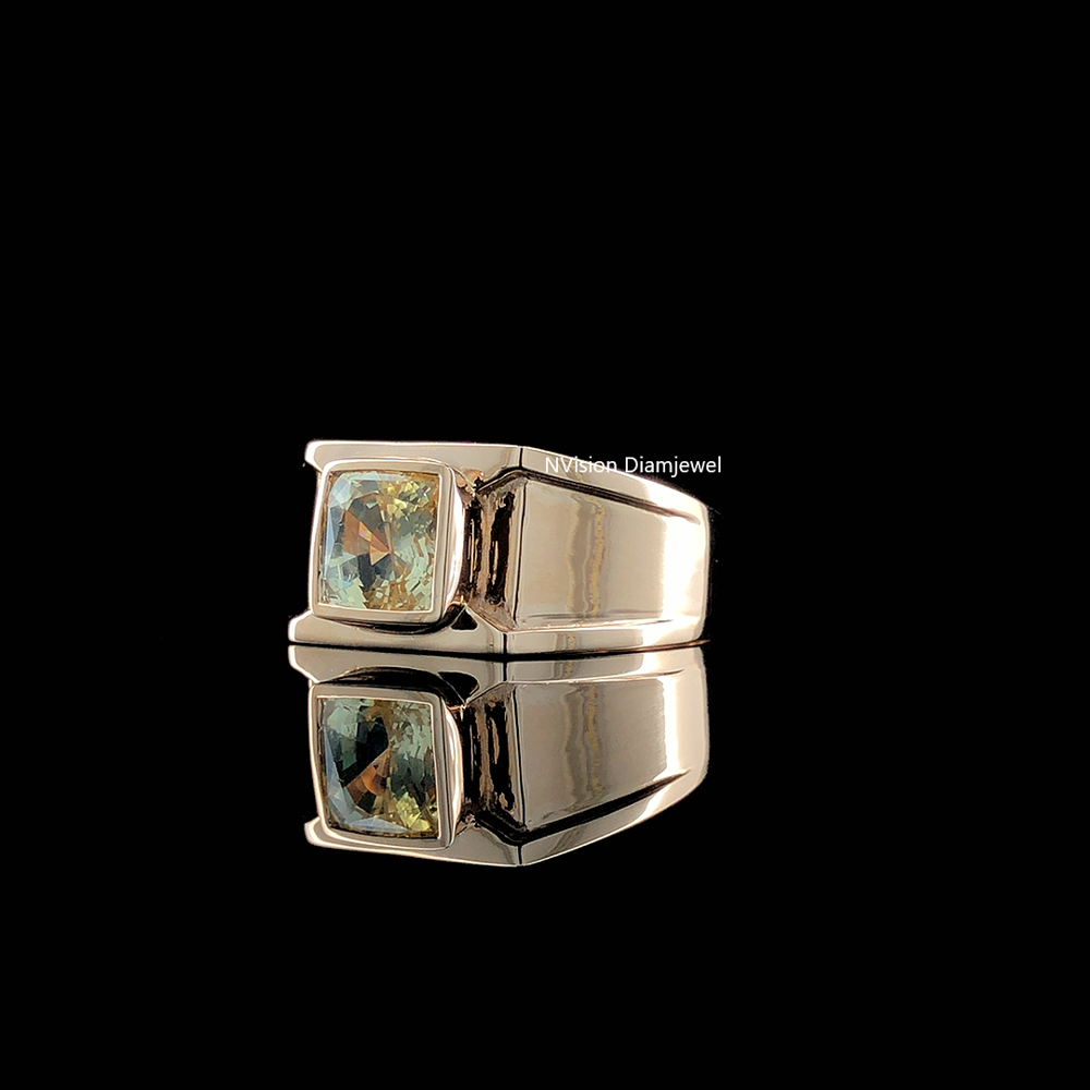 Vintage Luxe Cushion Yellow Gemstone Men's Ring 