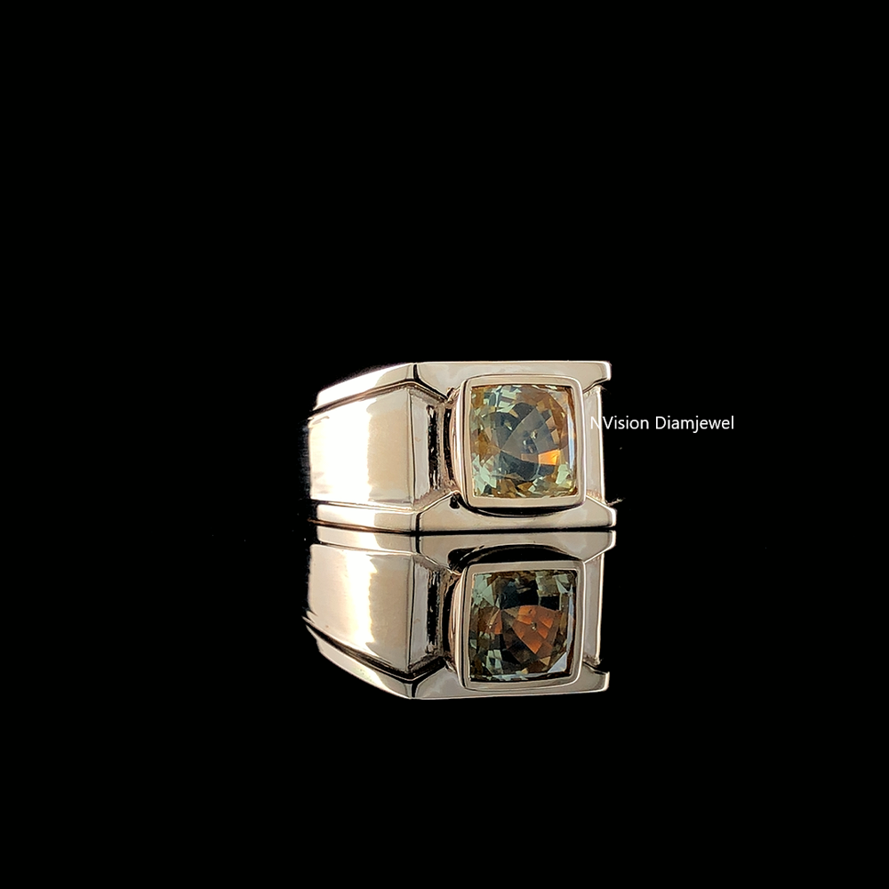 Vintage Luxe Cushion Yellow Gemstone Men's Ring 