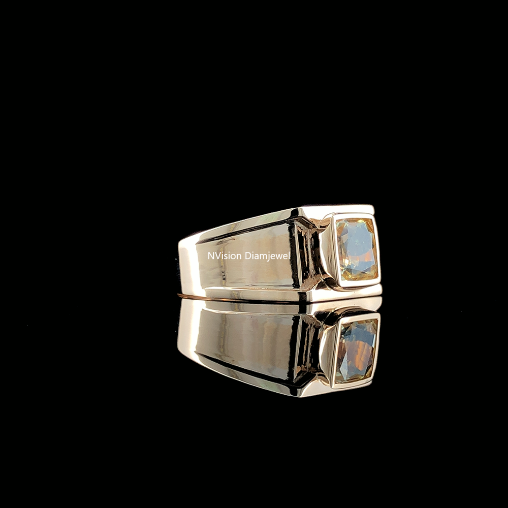 Vintage Luxe Cushion Yellow Gemstone Men's Ring 