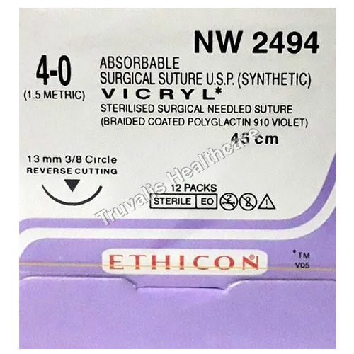 Ethicon Synthetic Absorbable Coated Vicryl NW 2494 Surgical Suture