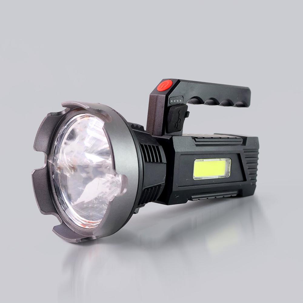 Heavy-Duty Rechargeable Usb Led Hand Torch With Cob Side Light (1 Pc) - Color: Mix