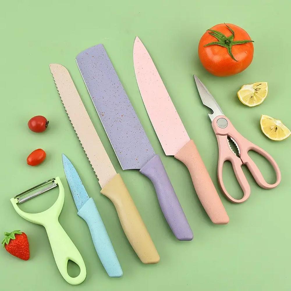 Corrugated 6 Pc Kitchen Knife Set  Professional Knives with Storage Box