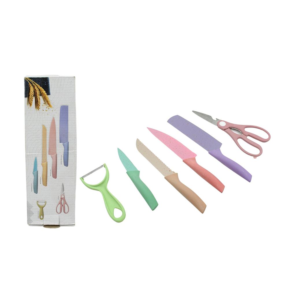 Corrugated 6 Pc Kitchen Knife Set  Professional Knives with Storage Box