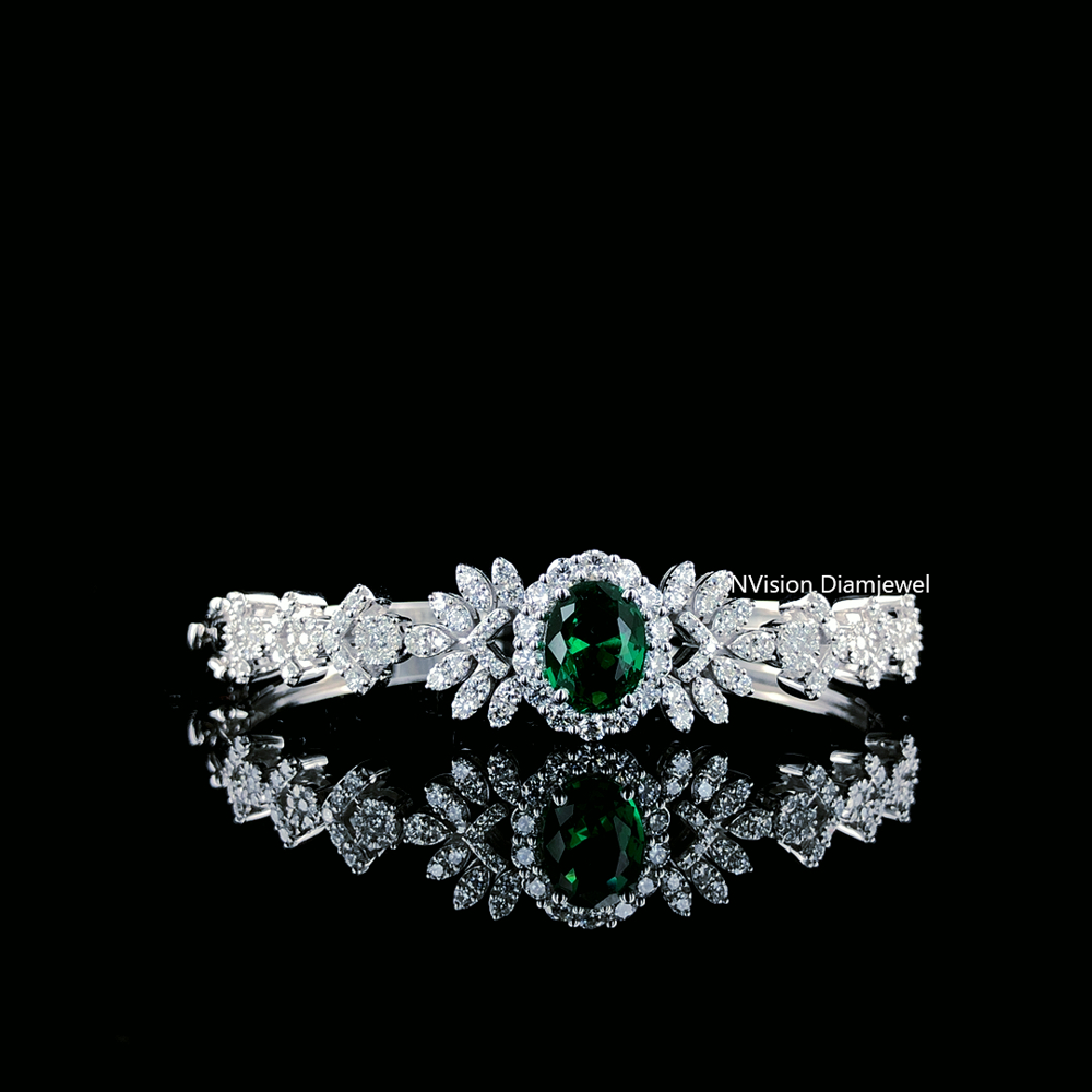 14KT White Gold Royal Emerald with LabGrown Diamond Bracelet