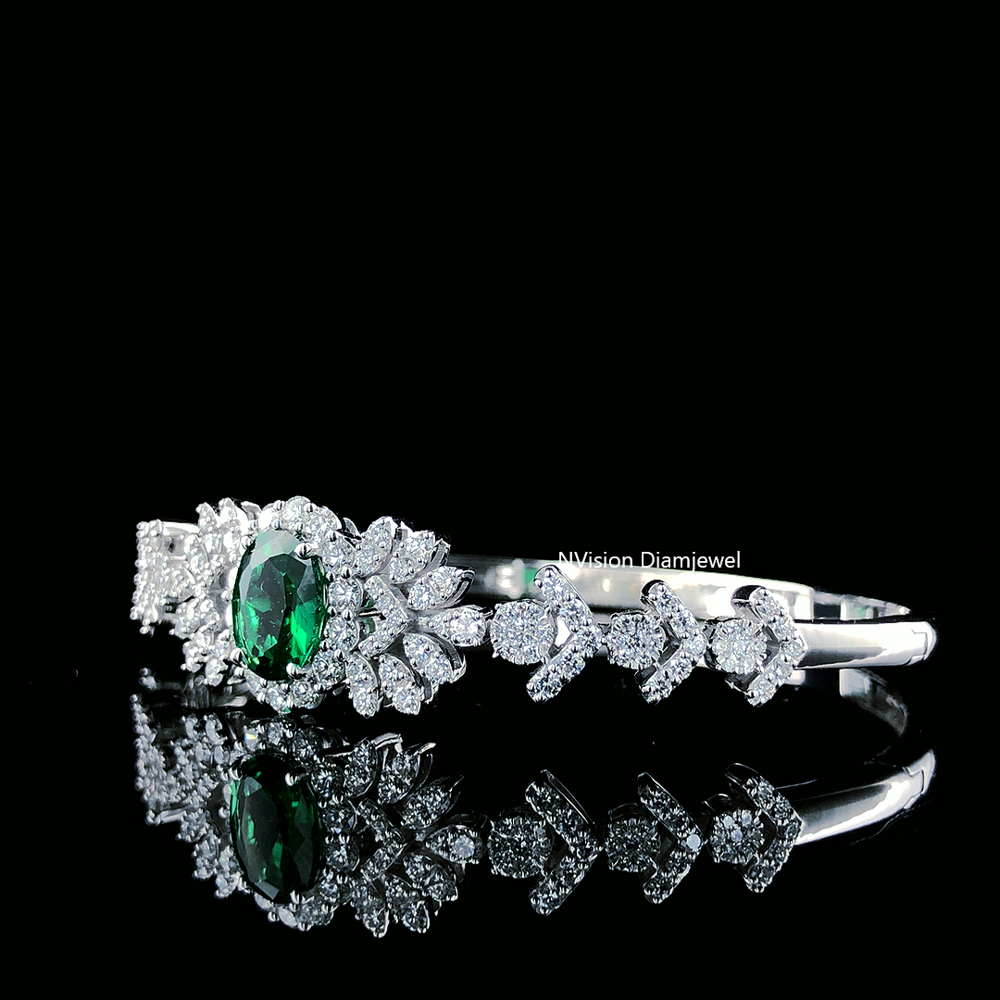 14KT White Gold Royal Emerald with LabGrown Diamond Bracelet