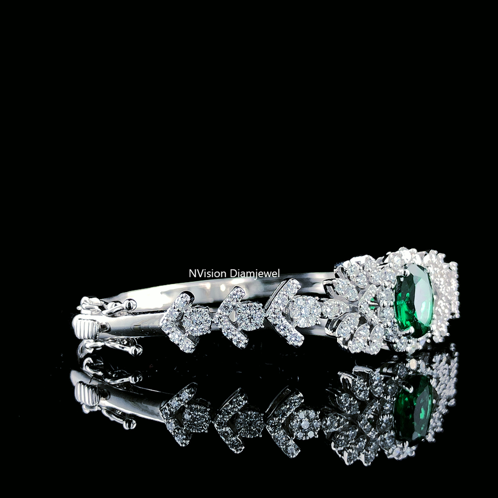 14KT White Gold Royal Emerald with LabGrown Diamond Bracelet