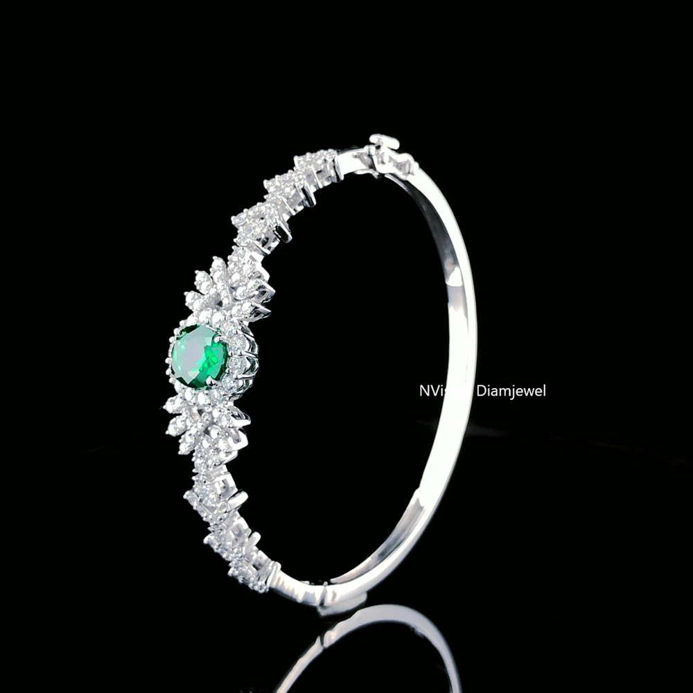 14KT White Gold Royal Emerald with LabGrown Diamond Bracelet