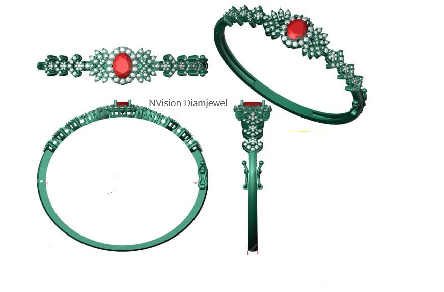 14KT White Gold Royal Emerald with LabGrown Diamond Bracelet
