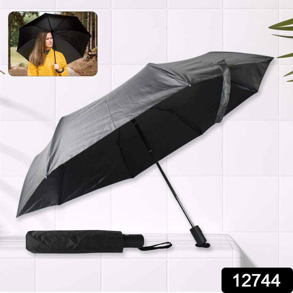 2 Fold Manual Umbrella  Wind, Sun & Rainproof with Steel Shaft & Wrist Strap