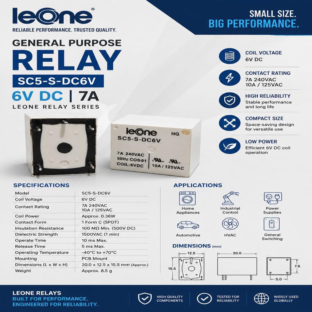 SC-5-DC6V 7Amp Sugarcube Relay