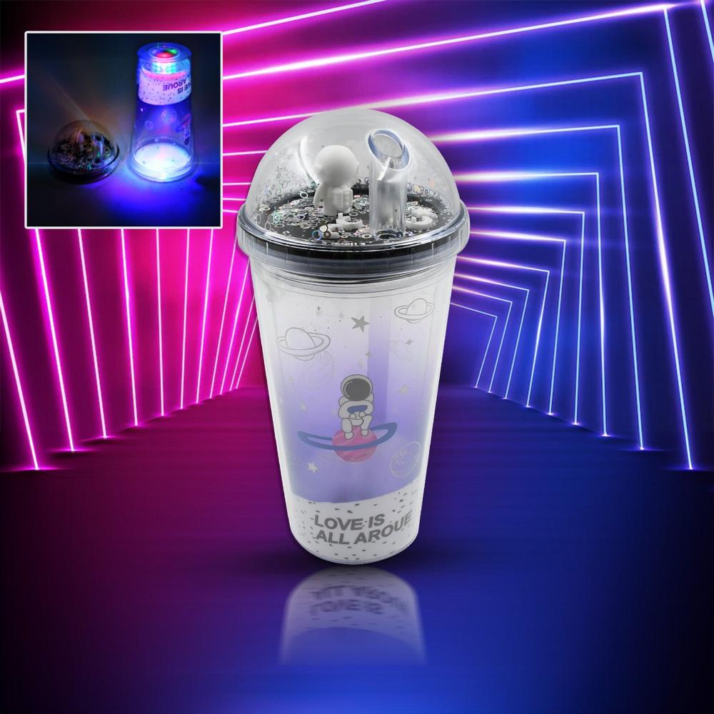 Led Double Wall Plastic Tumbler Cups (Pack Of 1) - Color: Mix
