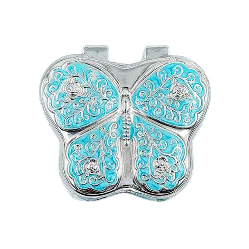 German Silver Blue Butterfly Jewelry Box - Shape: Rectangular