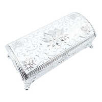 German Silver Jewellery Box - Design: Traditional Floral Engraving With Ornate Border
