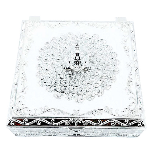 German Silver Jewelry Box - Design: Engraved Floral Pattern