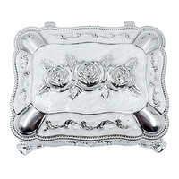 German Silver Jewelry Box - Design: Engraved Floral Pattern