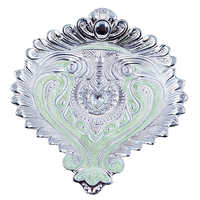 German Silver Green Ganesha Enamel Tray - Material: Metal
