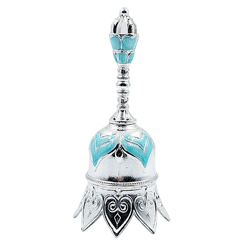 German Silver Blue Pooja Bell - Height: 13 Cm