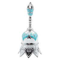 German Silver Blue Pooja Bell - Height: 13 Cm