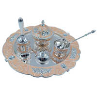 German Silver Pooja Thali - Height: Approx. 2 Cm