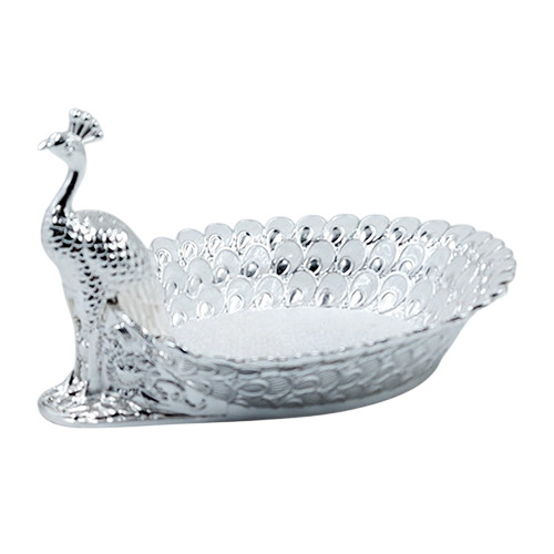 HM-5248 Silver Peacock Shape Enamel Pot