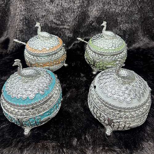 German Silver Candy Peacock Pot - Capacity: 250 Ml