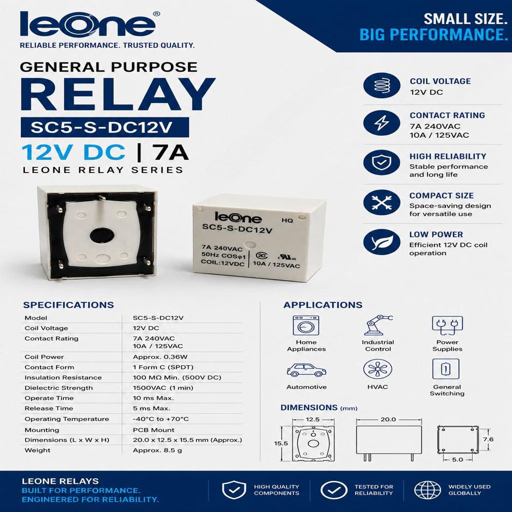 SC5-S-DC12V 7Amp Sugarcube Relay