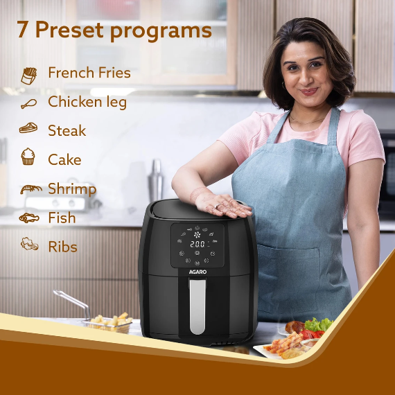 AGARO Sapphire Digital Air Fryer For Home, Electric Oven, 1400W, Air Fryer (4.5 L) 34031