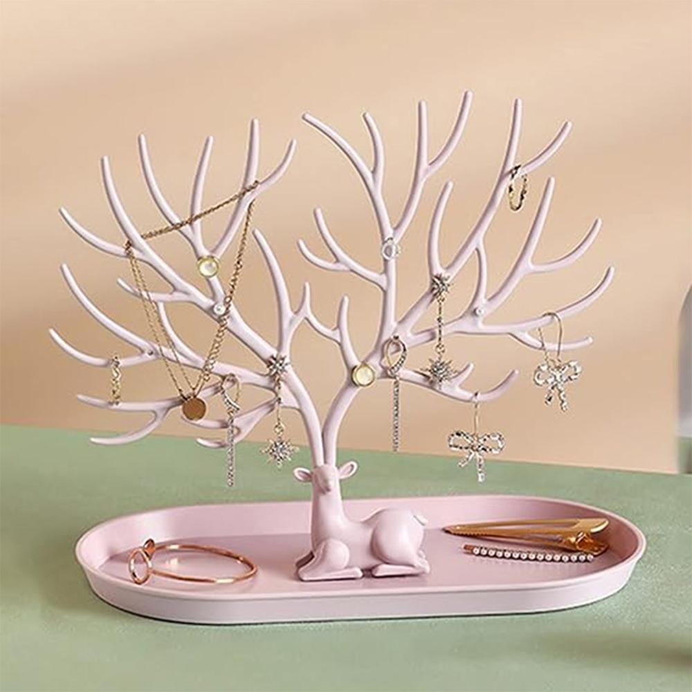 Plastic Jeweller Organizer Earring Holder and Necklace Rack With Drawer (1 Pc)