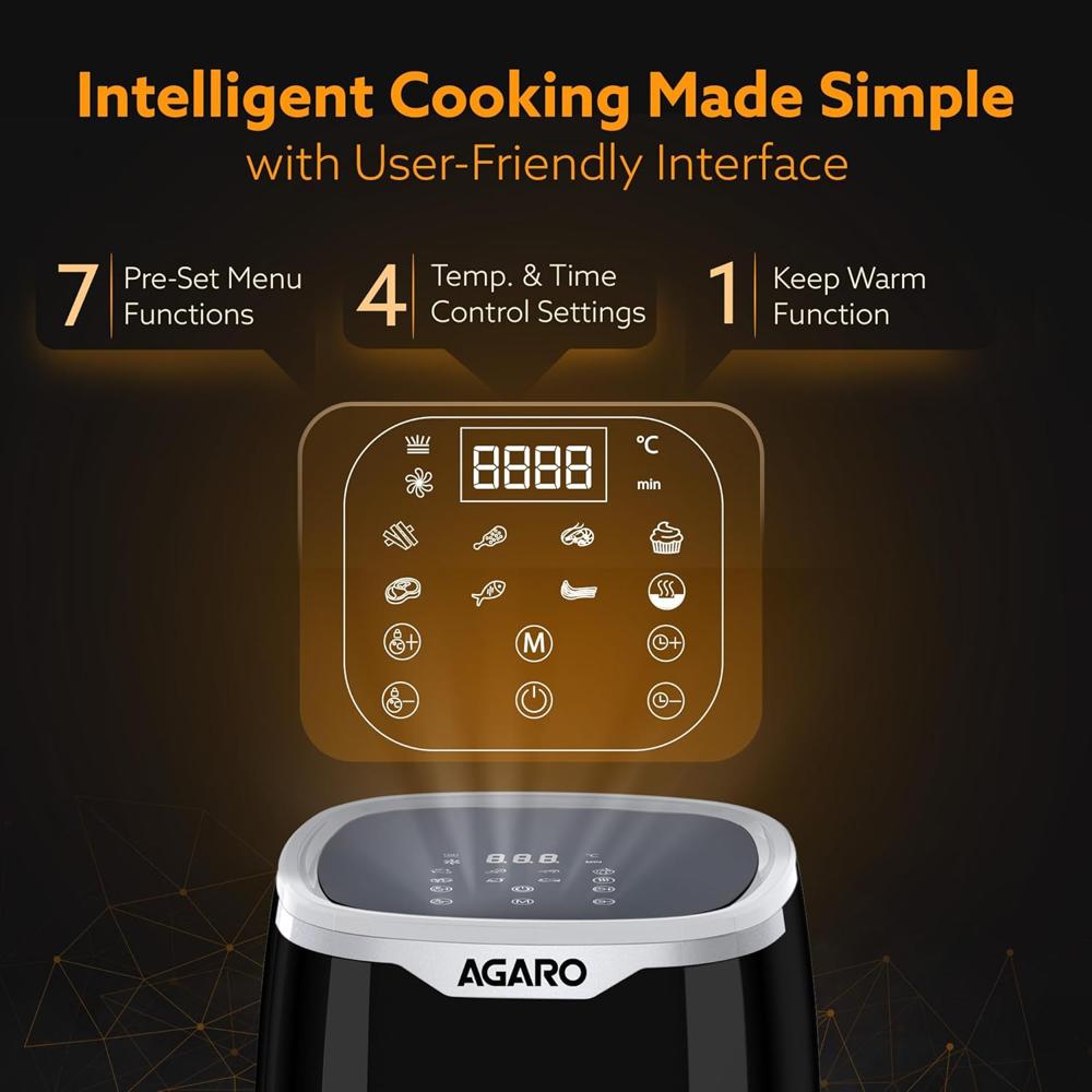 AGARO Galaxy Digital Air Fryer For Home, 4.5L, Electric Air Fryer, Convection Oven, 1400W ( 34028)