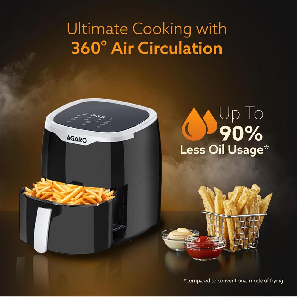 AGARO Galaxy Digital Air Fryer For Home, 4.5L, Electric Air Fryer, Convection Oven, 1400W ( 34028)