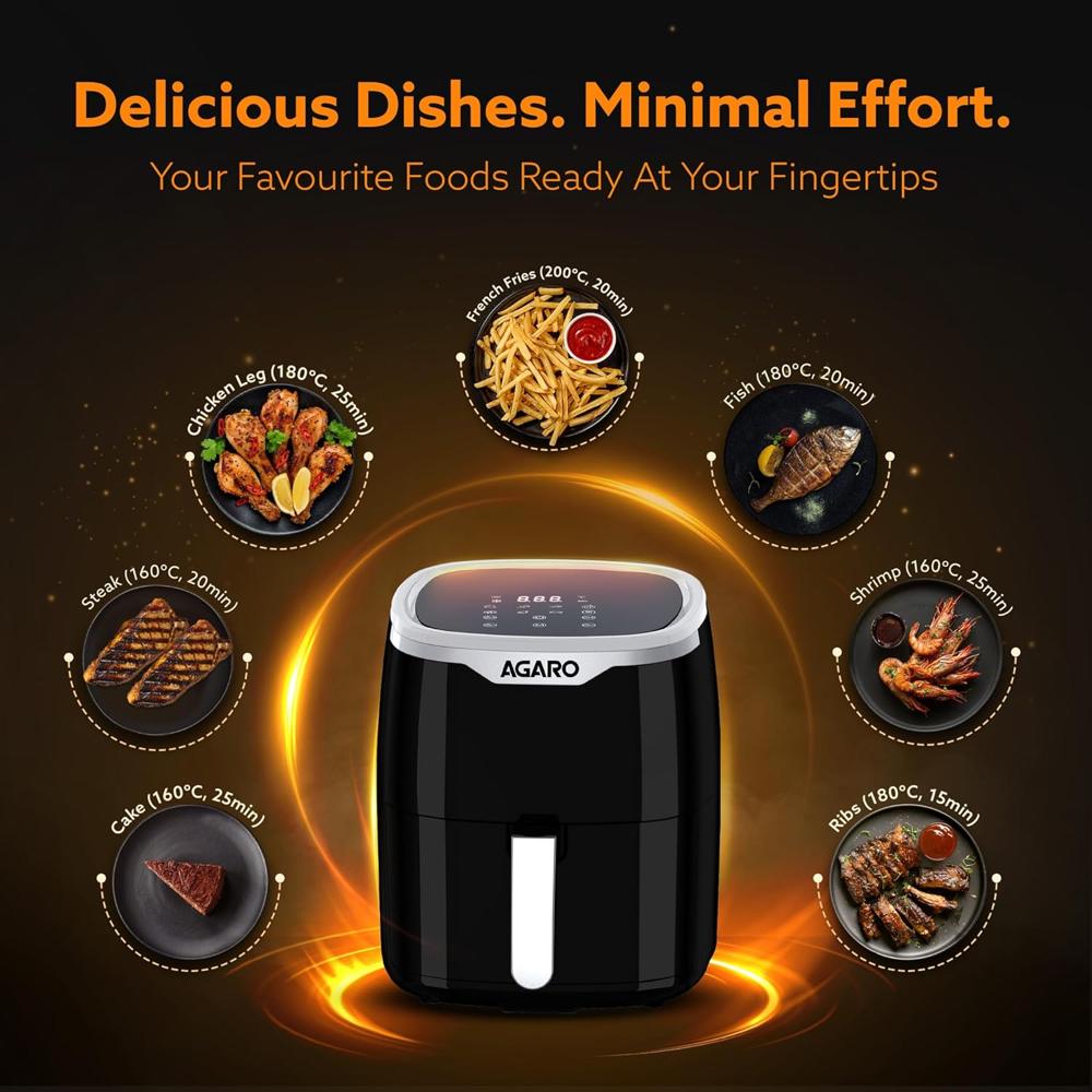 AGARO Galaxy Digital Air Fryer For Home, 4.5L, Electric Air Fryer, Convection Oven, 1400W ( 34028)