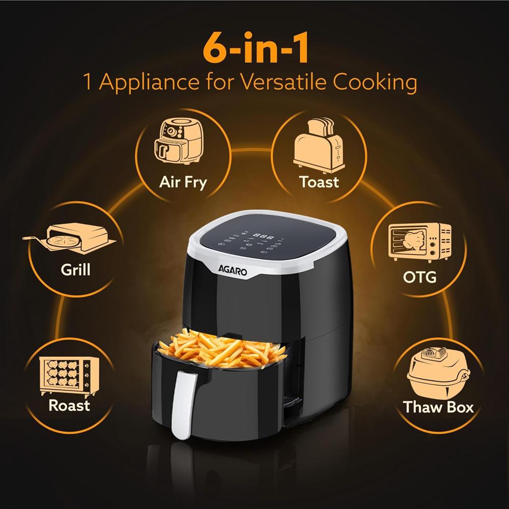 AGARO Galaxy Digital Air Fryer For Home, 4.5L, Electric Air Fryer, Convection Oven, 1400W ( 34028)