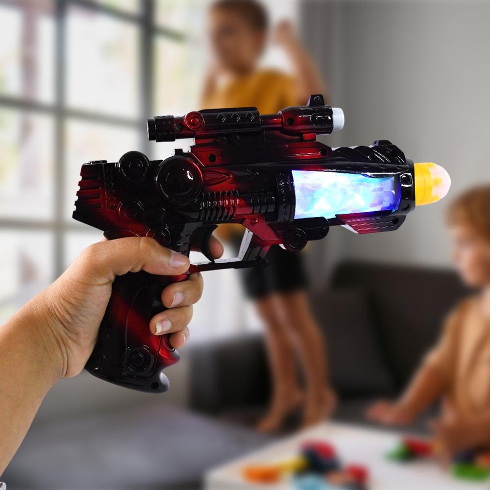 TTG LED Flashing Sound Laser Toy G-un  Battery Operated Space Gun with Lights & Music
