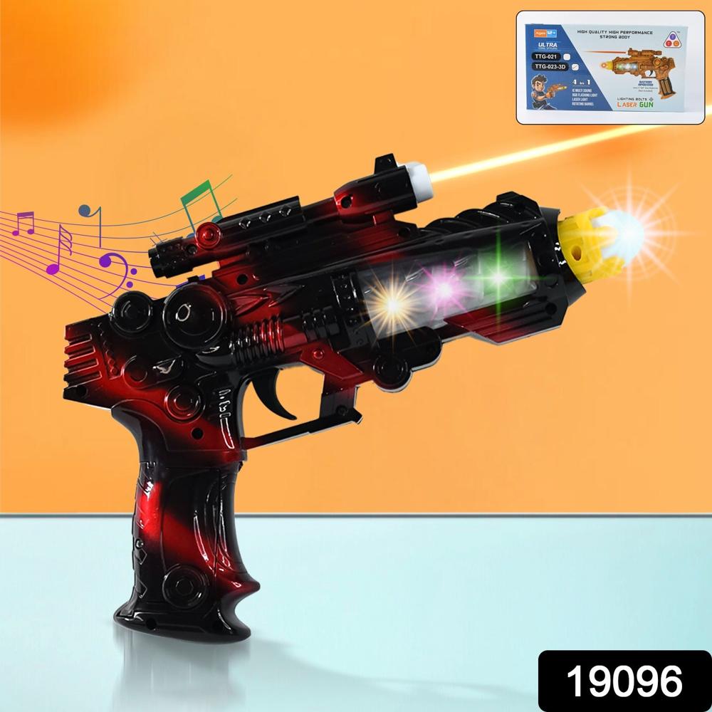 TTG LED Flashing Sound Laser Toy G-un  Battery Operated Space Gun with Lights & Music