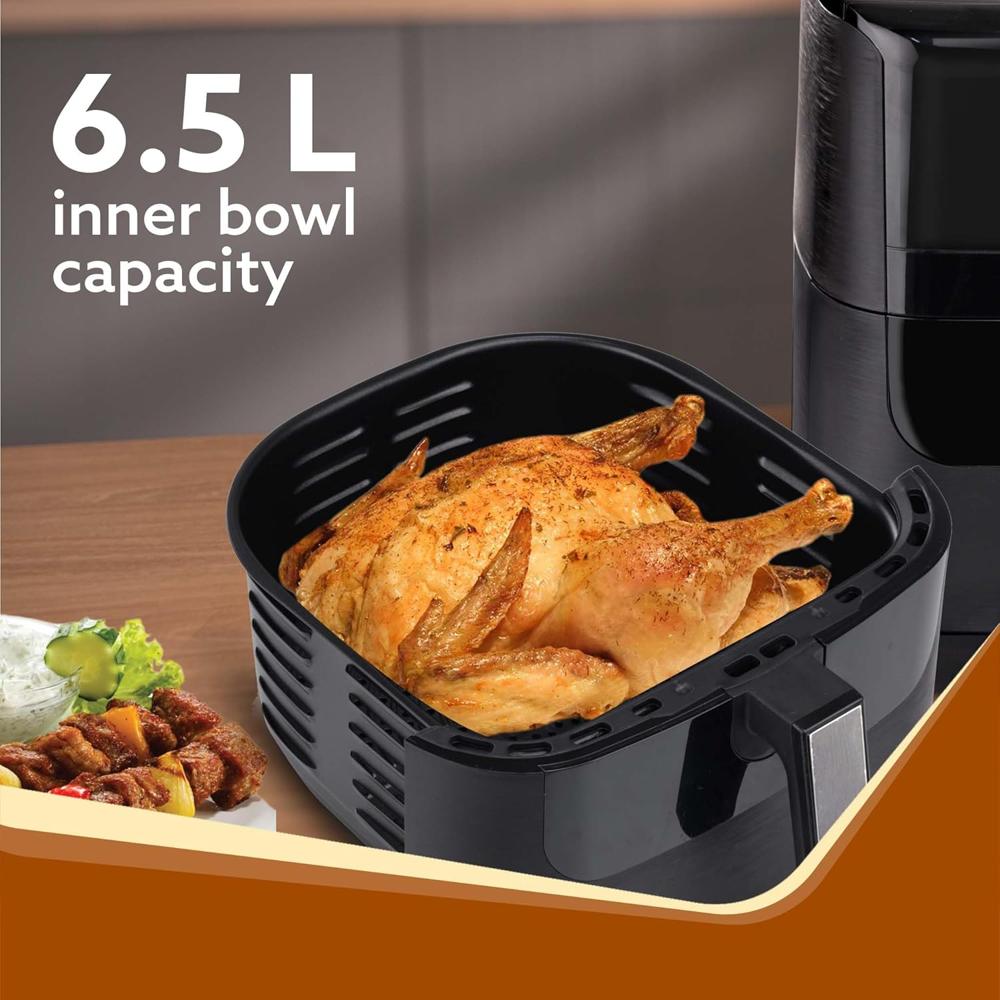 AGARO Elegant Air Fryer, 6.5L, 12 Preset Cooking Modes, 360 Degrees Air Circulation With Variable Temperature Settings, Frying, Grilling, Toasting, Roasting, 1800W (33896)