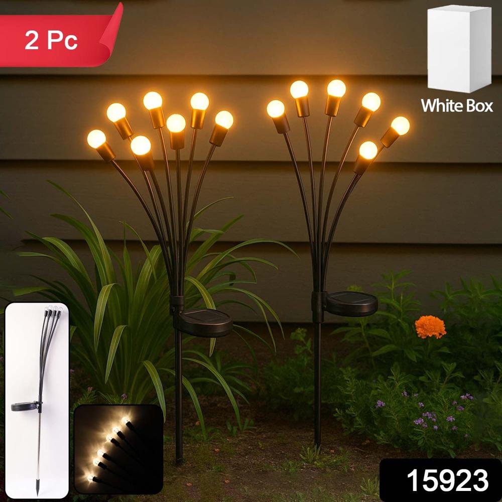 2 Pc Solar Led Garden Stake Firework Lights - Color: Mix