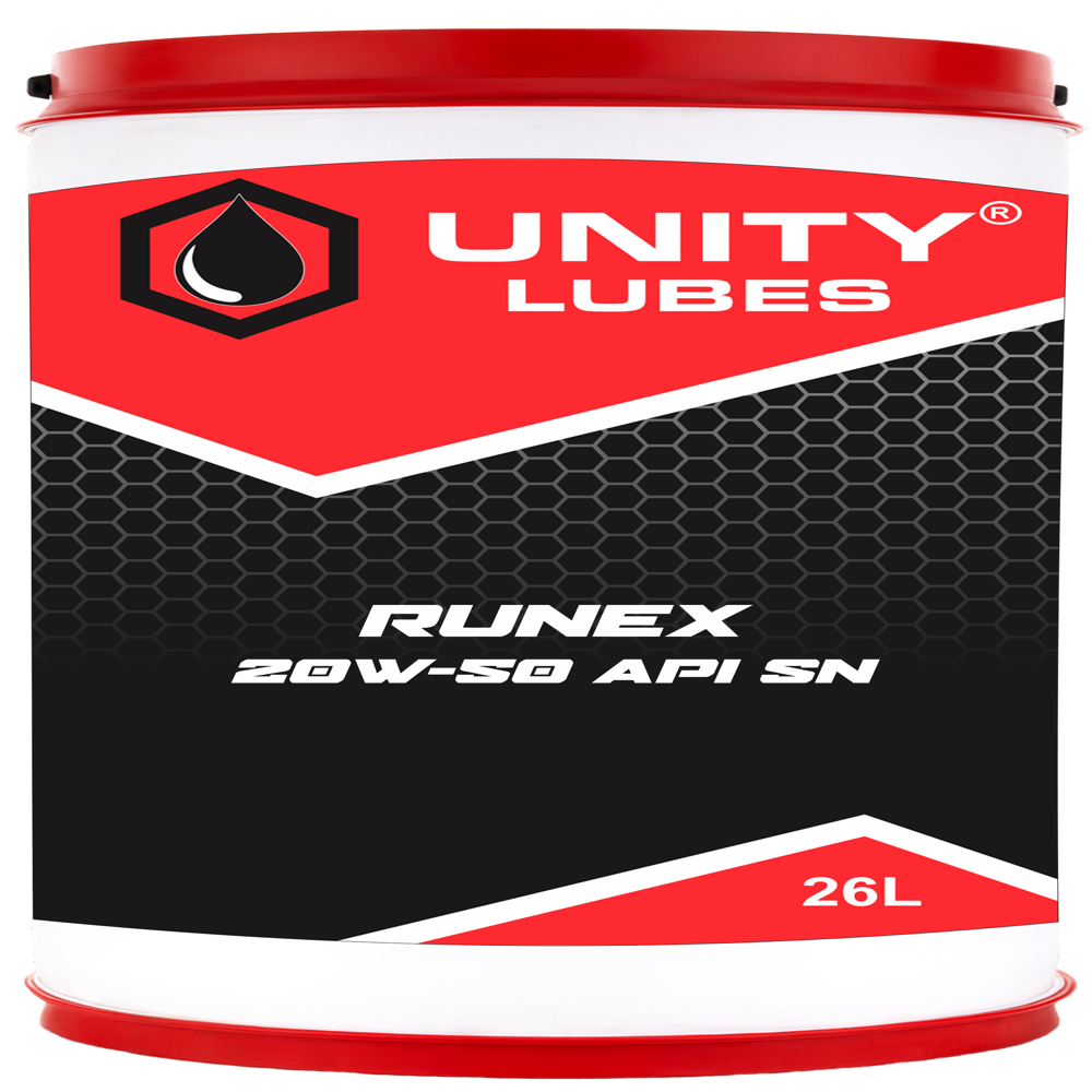 Runex 20w-50 Api Sn (26l) - Multigrade Mineral Oil, Golden Brown, 20w-50 Viscosity, Api Sn, High Tbn 7.5 Mg Koh/g, Anti-wear, Anti-oxidation