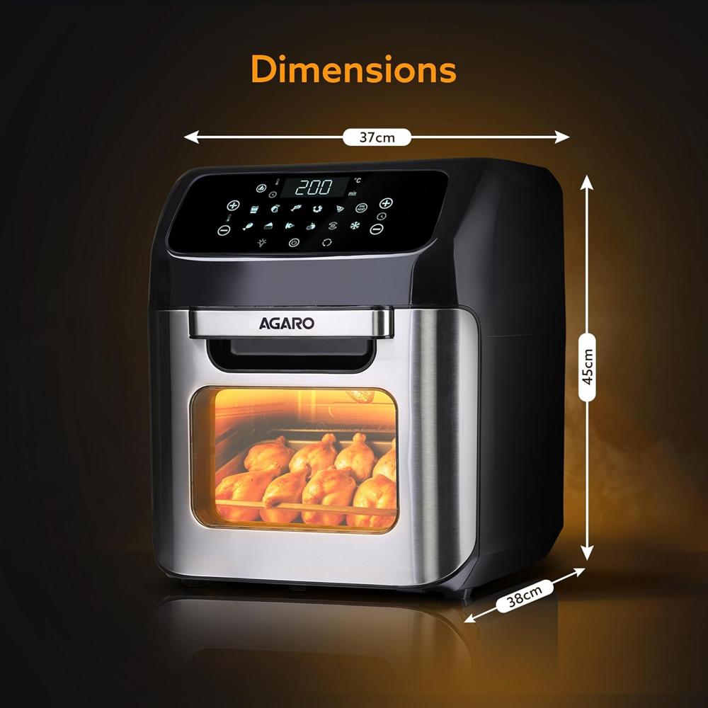 AGARO Regency Air Fryer For Home, 12L, Family Rotisserie Oven, 1800W, 9 Preset Menu, Electric Air Fryer Toaster Oven (33684)