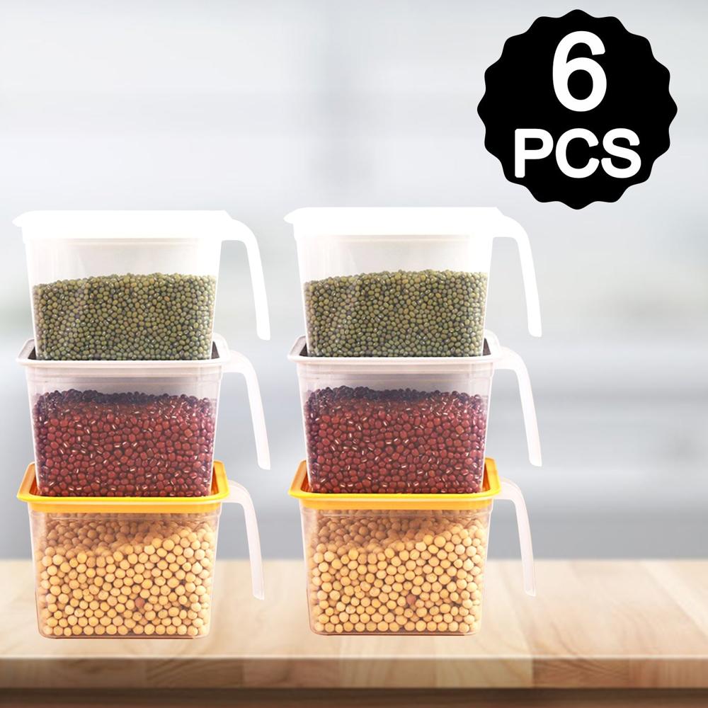 Air Tight Unbreakable Big Size 1100 ml Square Shape Kitchen Storage (Set of 6)