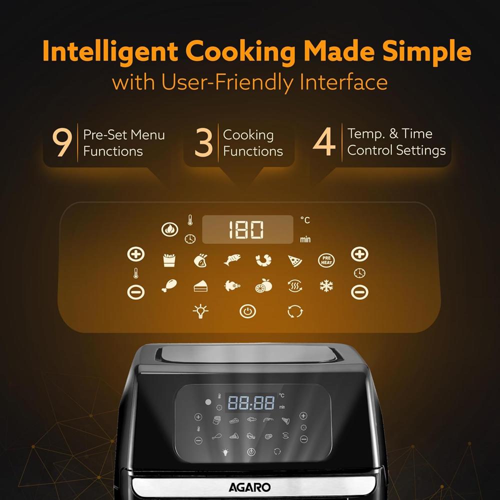 AGARO Prima Digital Air Fryer For Home, 12L, Electric Oven, 1800W (34032)