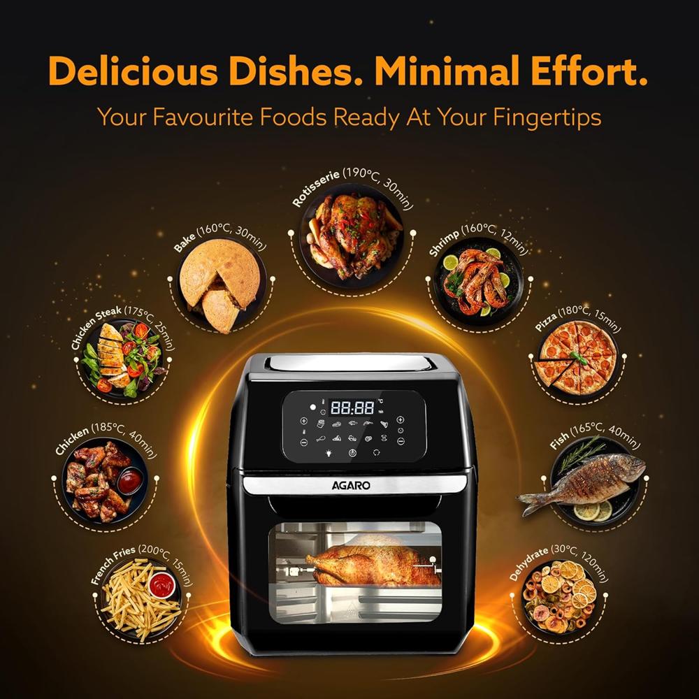 AGARO Prima Digital Air Fryer For Home, 12L, Electric Oven, 1800W (34032)