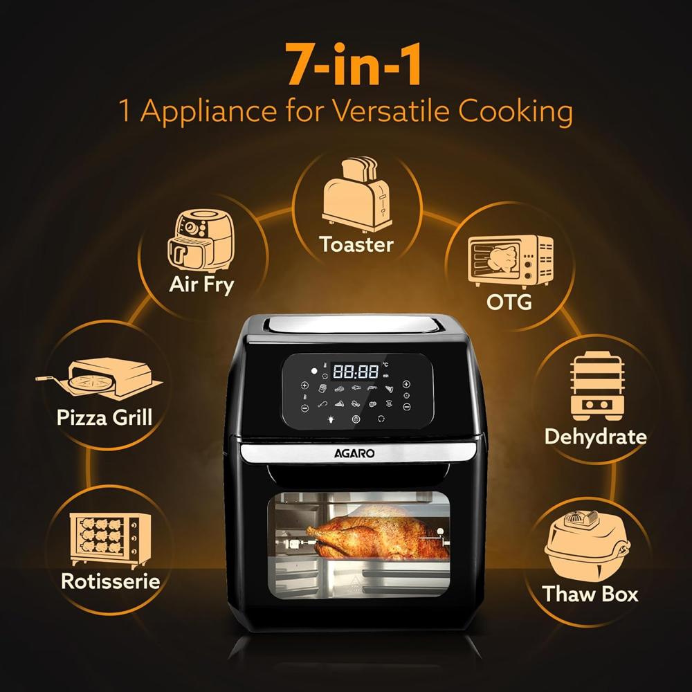 AGARO Prima Digital Air Fryer For Home, 12L, Electric Oven, 1800W (34032)