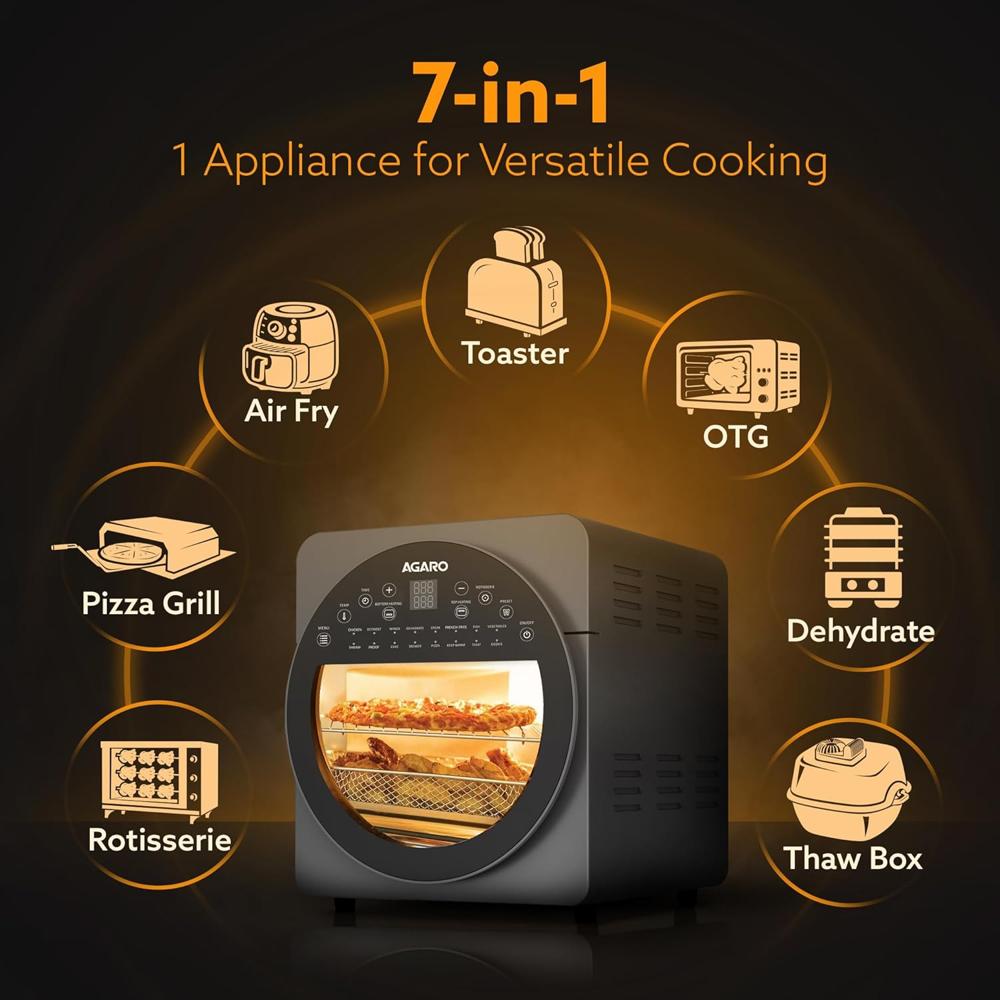 AGARO Elite Air Fryer For Home,14.5L,Rotisserie Convection Oven,1700 watts(33845)