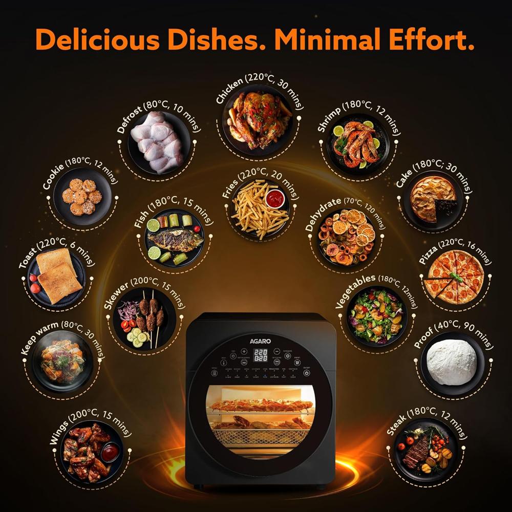 AGARO Elite Air Fryer For Home,14.5L,Rotisserie Convection Oven,1700 watts(33845)