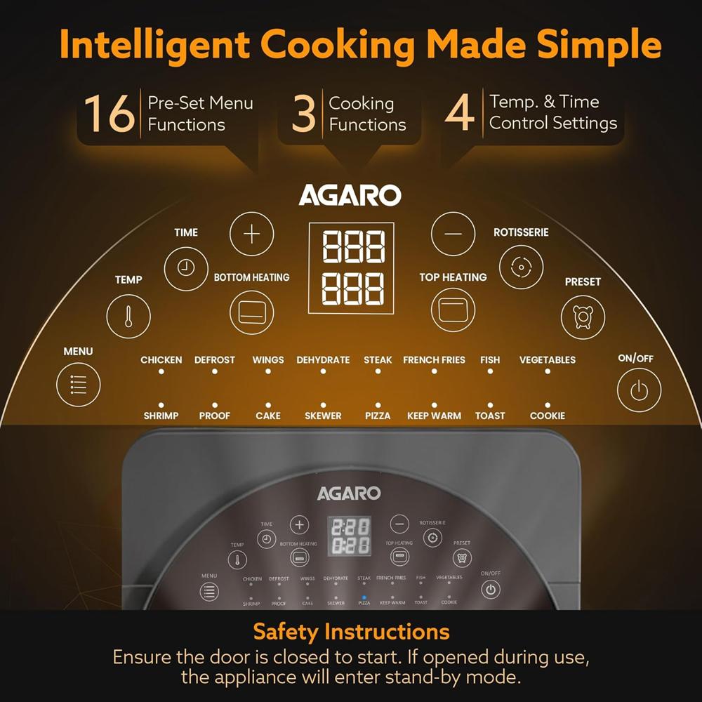 AGARO Elite Air Fryer For Home,14.5L,Rotisserie Convection Oven,1700 watts(33845)
