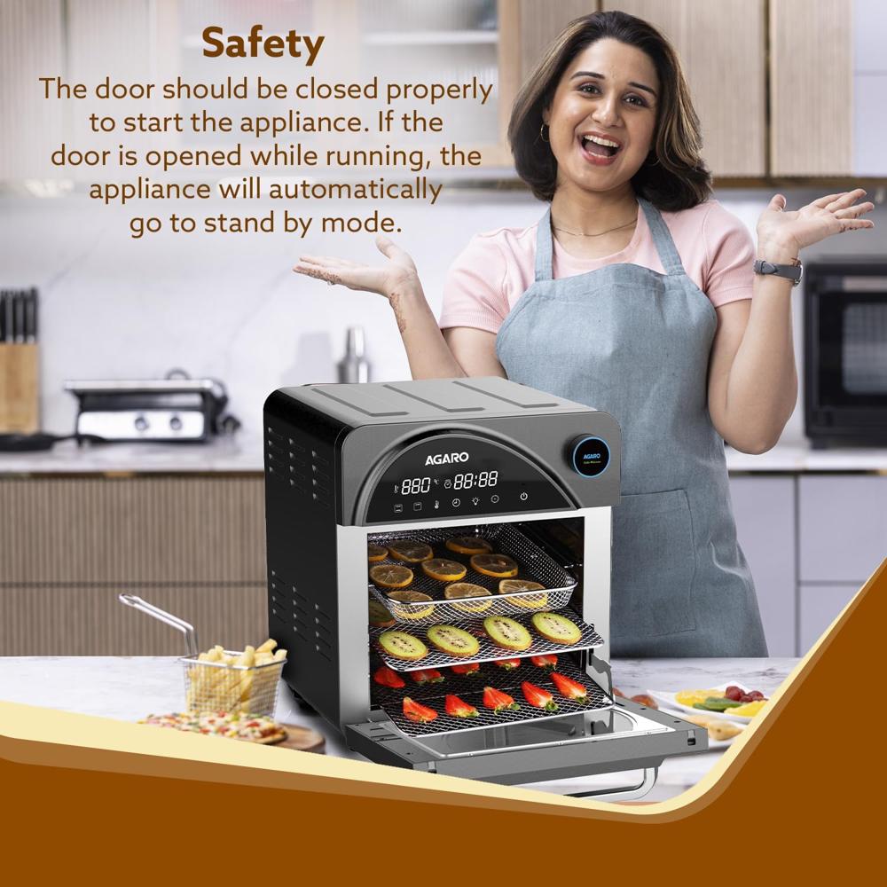 AGARO Royal Air Fryer For Home, 14.5L, Rotisserie Convection Oven, 1700W (33942)