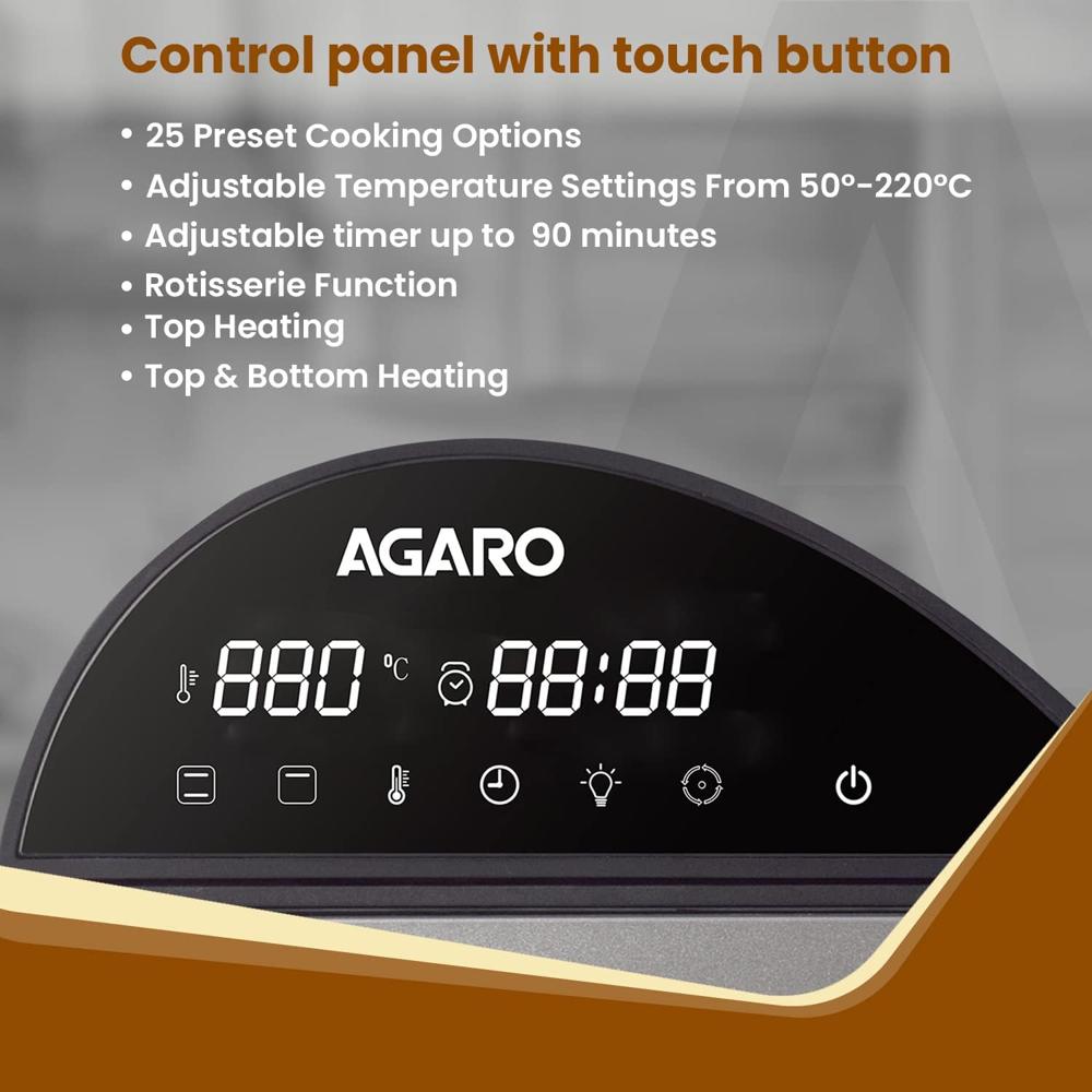 AGARO Royal Air Fryer For Home, 14.5L, Rotisserie Convection Oven, 1700W (33942)