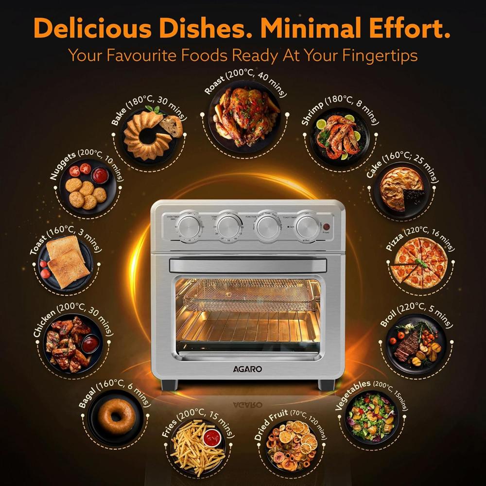 AGARO Regal Air Fryer For Home, 23L, Family, Rotisserie Convection Oven, 1700W (33846)